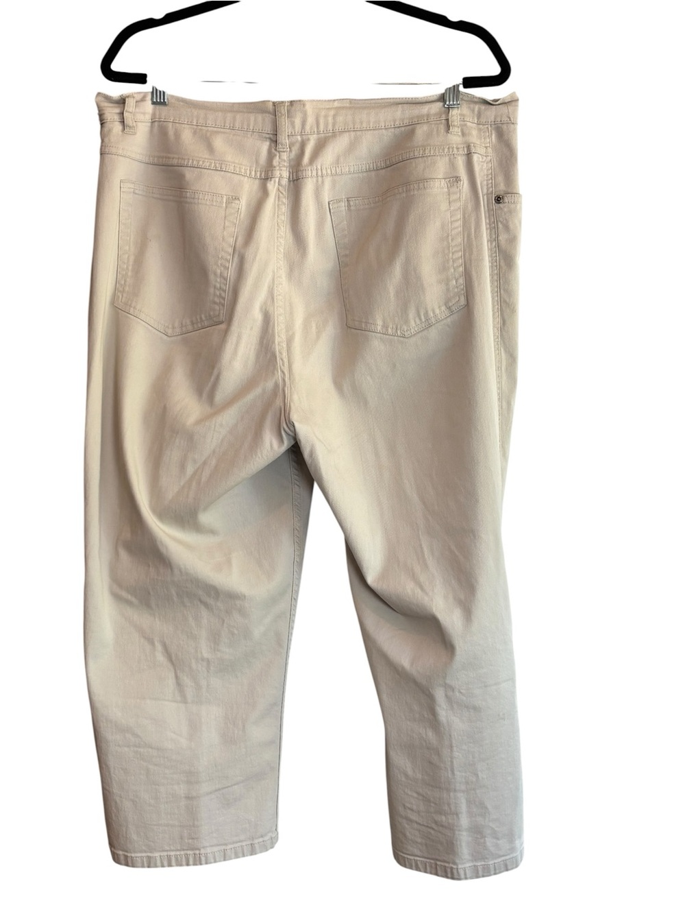 Cherokee Size 16 Capri Cotton Pants Beige Stretch Straight Leg Casual - Picture 2 of 5